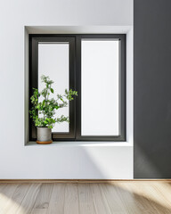 Minimalist interiors with minimal decor and copyspace.