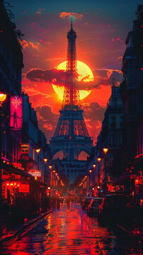 Contemporary artwork of the Tour Eiffel Paris