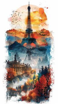 Contemporary artwork of the Tour Eiffel Paris