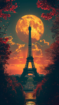 Contemporary artwork of the Tour Eiffel Paris