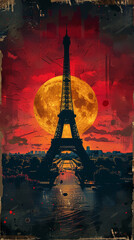 Contemporary artwork of the Tour Eiffel Paris