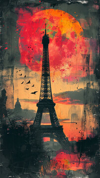 Contemporary artwork of the Tour Eiffel Paris