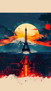 Contemporary artwork of the Tour Eiffel Paris