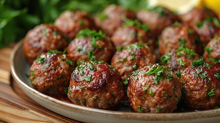 A plate of flavorful meatballs, covered in marinara sauce.