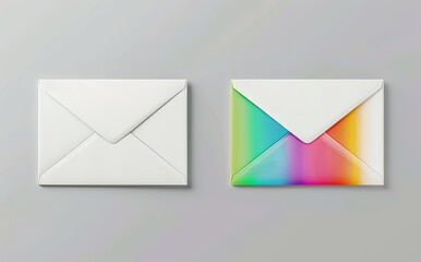 There are envelopes on the desktop, A top view.