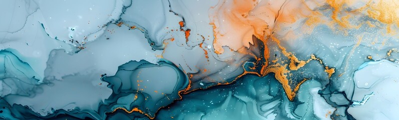 Obraz premium Abstract blue marble texture with gold splashes, blue luxury background