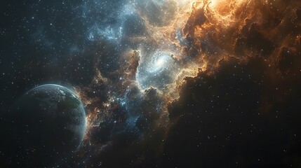 Obraz premium A planet is seen in the sky with a lot of debris around it