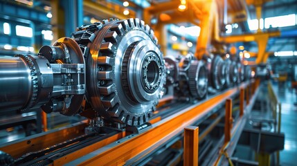 Fototapeta premium industrial machinery with a collage of different equipment performing various tasks in a manufacturing plant