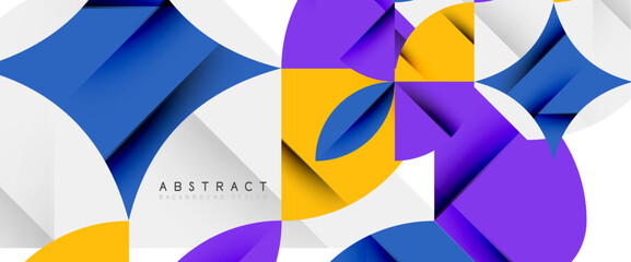 Minimal geometric elements on white. Petals, round triangles, star