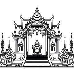Fototapeta premium AI Generate of Line Icon of Buddhist Temple, Buddha's Temple, Buddha, Temple, with White Background