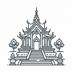 Obraz premium AI Generate of Line Icon of Buddhist Temple, Buddha's Temple, Buddha, Temple, with White Background