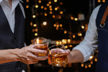 whiskey, for a friendly party in a bar or a restaurant.