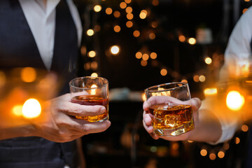 whiskey, for a friendly party in a bar or a restaurant.