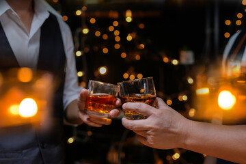 whiskey, for a friendly party in a bar or a restaurant.