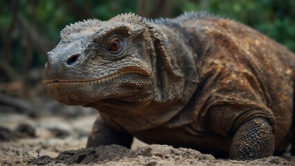 Obraz premium portrait of a Komodo dragon during the day