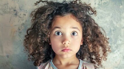Child in disbelief girl with curly hair looking bewildered