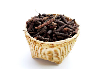 Dried long pepper or Indian long pepper
