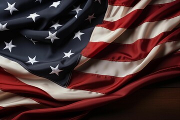 Top view of American flag on black background for memorial day. Generative AI