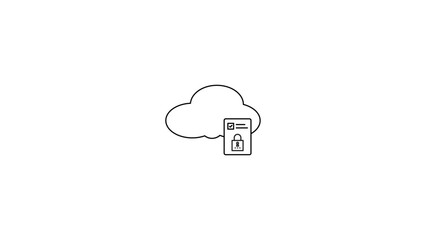 Black outline cloud computing icons set collection on white background, cloud services, server, cyber security, black outline cloud computing icons, cloud computing icon set, cloud services,
