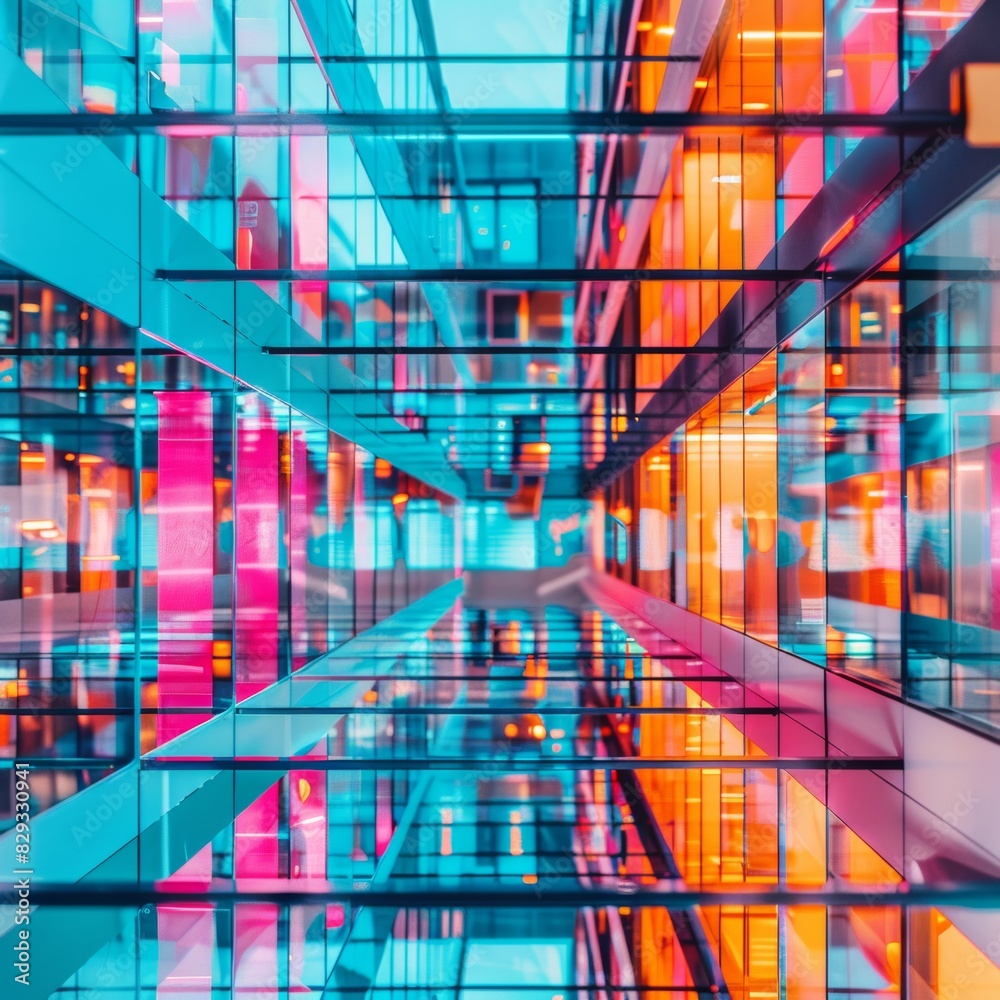 Aufkleber Augmented Reality Interfaces in a Colorful Abstract Environment: Exploring the Blend of Innovation and Security in Modern Technology