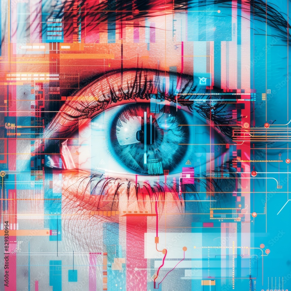 Poster Augmented Reality Interface with Eye Focus in Abstract Setting Showcasing Security Concepts in Technology