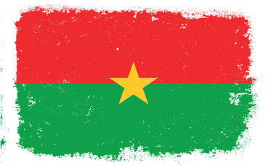 Vintage flat design grunge Burkina Faso flag background