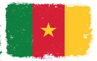 Vintage flat design grunge Cameroon flag background