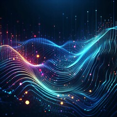 Obraz premium Abstract digital wave of particles. Futuristic point wave. Technology background illustration 