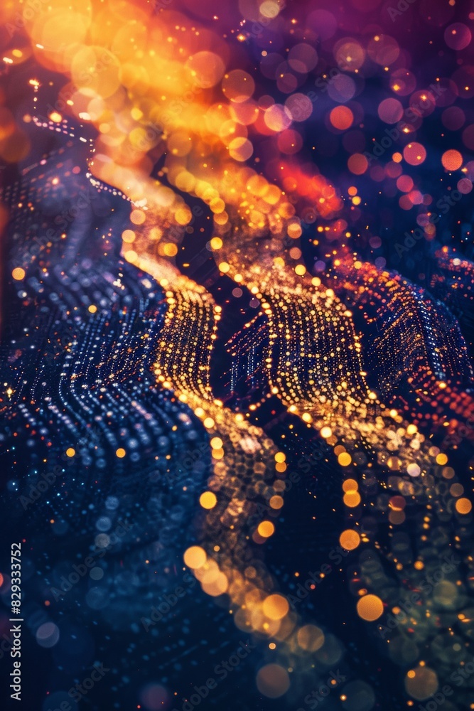 Aufkleber Abstract Visualization of Cybersecurity Elements with Dynamic Encryption Codes and Blockchain Network Details