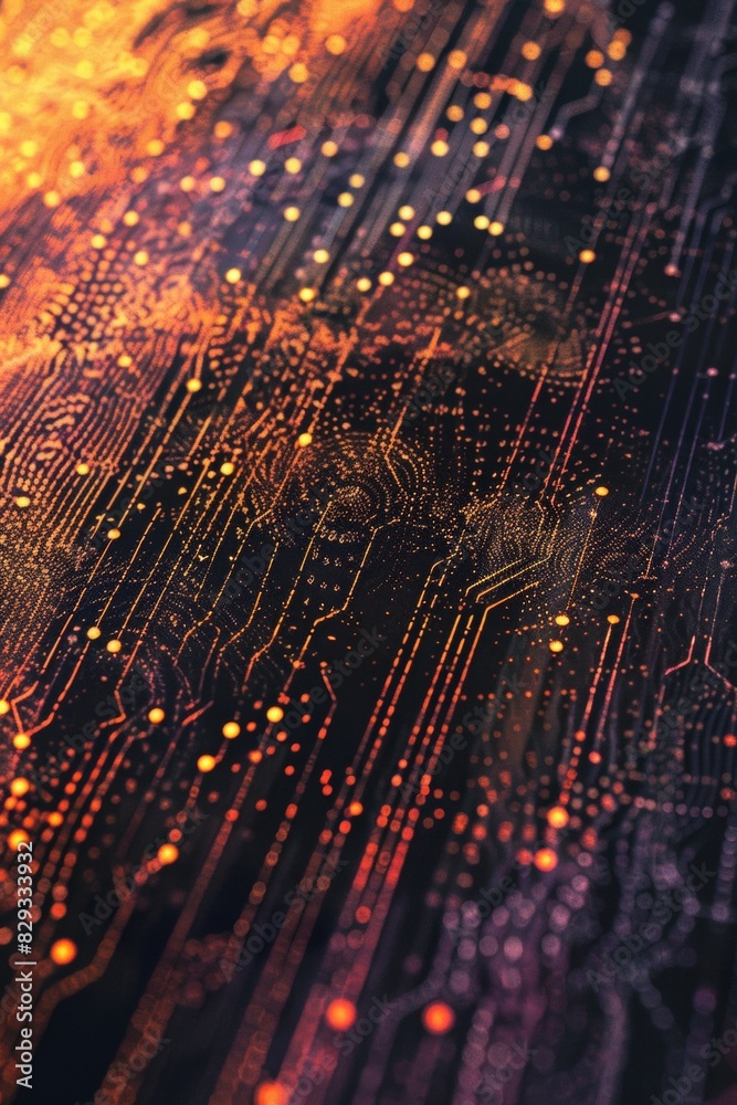Aufkleber Intricate Cybersecurity Abstract: Encryption Codes and Blockchain Nodes Visualization in a High-Tech Setting