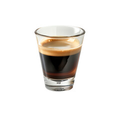 Stylish shot of rich, creamy espresso in a glass cup, showcasing the perfect crema, ideal for cafe promotions and coffee-related content.