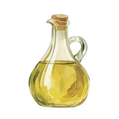 水彩で描いたオリーブオイルのイラスト