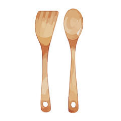 水彩で描いた木べらのイラスト