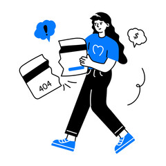 Trendy doodle mini illustration of payment error 