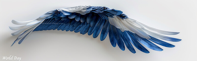 Obraz premium Artistic Blue and White Wings on White Background - Modern Feather Design