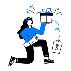 Shopping gift hand drawn mini illustration 