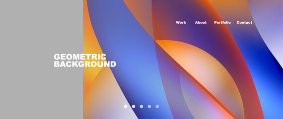 Web page design with geometric elements - circle and wave. Techno art concept. Vector Illustration For Wallpaper, Banner, Background, Card, Book Illustration, landing page