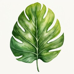 Photo of Tropical Leaves is Pritchardia Palm Leaf, Watercolor Clipart style , Isolated on white background