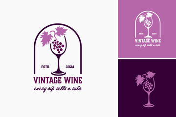 Vintage Wine Logo: A classic design featuring a wine bottle and grapevines, symbolizing tradition and storytelling in every sip. Ideal for wineries, wine shops, or vineyard tours.