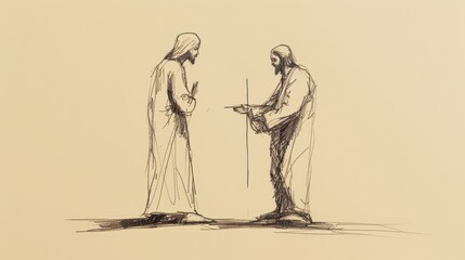 Obraz premium Jesus Helping in Tough Choices: Support, Biblical Illustration of Wisdom, Ideal for Inspirational Use