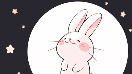 Hand drawn cartoon cute rabbit illustration
