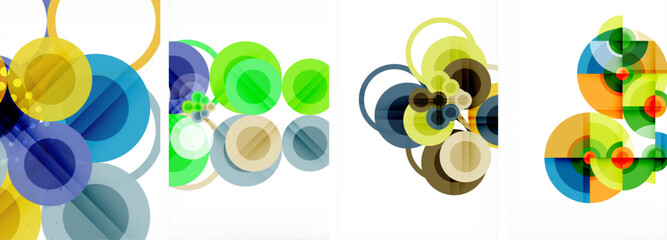 Charming geometric abstract posters. Mesmerizing set of circles, each design a harmonious blend of form and color. Elevate your design with modern, visually striking art