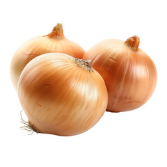 Fototapeta premium Yellow onions isolated on white or transparent background, png clipart, design element. Easy to place object on any other background.