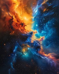 Beautiful and vibrant nebula in outer space, showcasing stunning colors and the vastness of the universe.