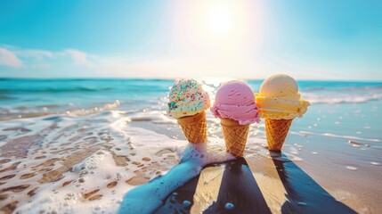 Enjoying ice cream on the beach during a sunny summer vacation © The 2R Artificiality