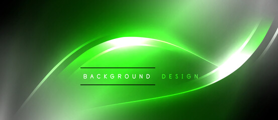 Neon glowing circle rays, light round lines in the dark, planet style neon wave lines. Energetic electric concept design for wallpaper, banner, background