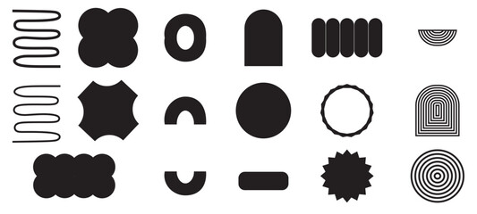 Abstract geometric shapes and icons. Brutal modern contemporary figure. Vector Isolated.