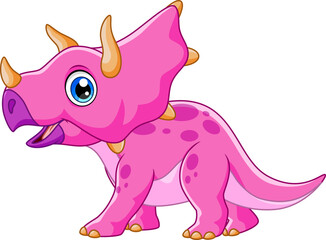 Cute triceratops cartoon vector illustration on white background