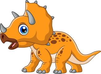 Cute triceratops cartoon vector illustration on white background