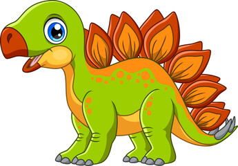 Cute stegosaurus cartoon vector illustration on white background